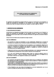 Règlement intérieur des commissions d'attribution des logements